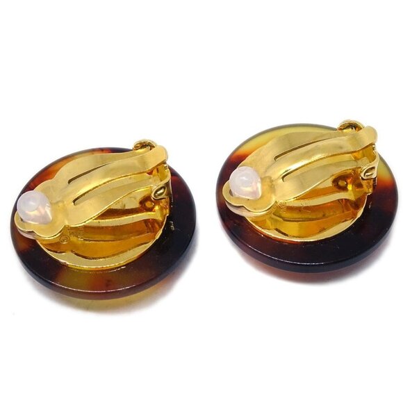 Chanel Brown Button Earrings Clip-On 97P 125668 - Picture 3 of 4